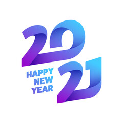Gradient 2021 Happy New Year Text On White Background.