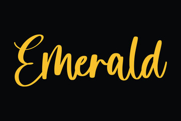Emerald gem stone name Typography Yellow Color Text On Black Background
