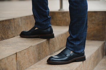 Stylish male person wearing trendy shoes