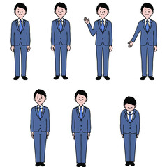 グレーのスーツを着た男性（直立、案内、お辞儀）