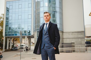 Fototapeta premium young business man, wearing stylish classic suit