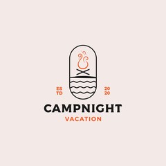 Camp night badge logo design vector illustration