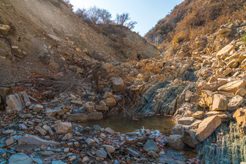 Dry bed of a mountain river