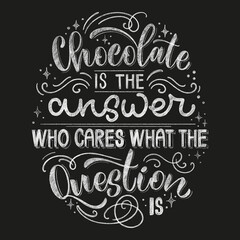Chocolate hand lettering chalk quote. Christmas winter word composition. Vector design elements for t-shirts, bag, poster, card, sticker and menu