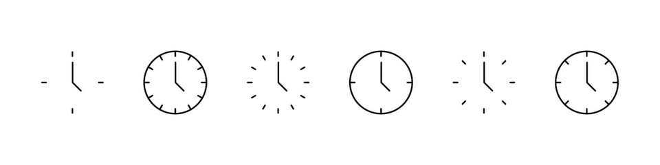 Clock collection. Time icons. Time and Clock vector collection. Time and Clock, isolated. Web icons in Thin linear simple design. Vector illustration