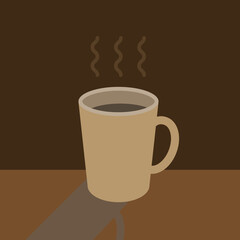 Graphic of simple espresso cup of hot coffee  for breakfast time.