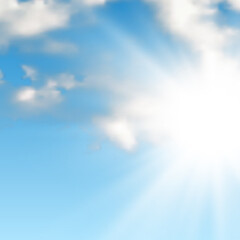 Fototapeta na wymiar Sunny background with clouds on blue sky