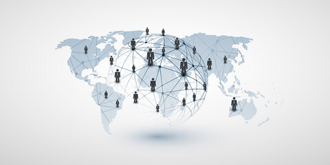 Networks - Business Connections - Social Media Concept Design with World Map