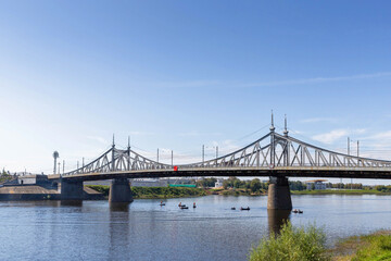 Fototapeta na wymiar Tver. Tver region. Walk along the Volga. Views of the old Volga bridge
