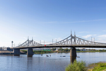 Tver. Tver region. Walk along the Volga. Views of the old Volga bridge