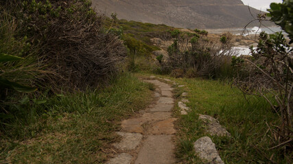 Beautiful stone stair path at the Atlantic Coast
