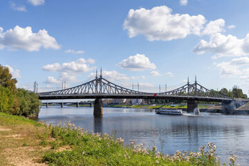 Fototapeta premium Tver. Tver region. Walk along the Volga. Views of the old Volga bridge