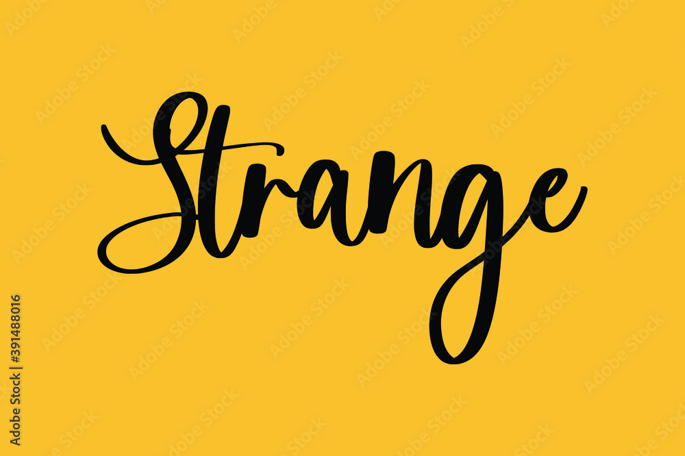 Fototapete strange cursive typography black color text on yellow background
