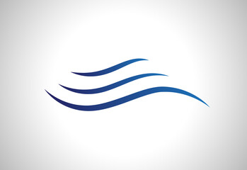 Obraz premium Water wave icon isolated on white background. Flat water wave icon for water logo design and icon template. Water wave vector 