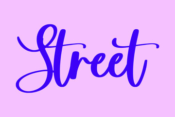 Street Typography Purple Color Text On  Light Pink Background 
