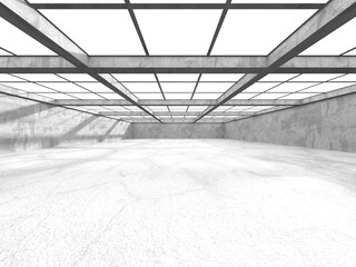 Dark Concrete Wall Architecture. Empty Room