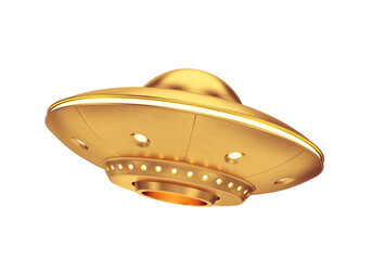 UFO gold isolated on white background, 3D render
