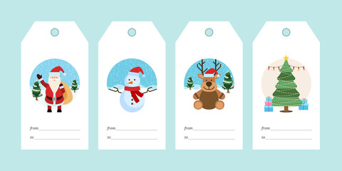 Set of christmas gift tags vector illustration