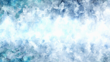 Watercolor abstract background. Winter texture. Ice and snow concept. Hand-drawn background for covers, postcards, textiles, prints.