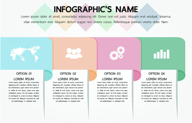 Fototapeta premium Four options infographic template with icons for business presentation