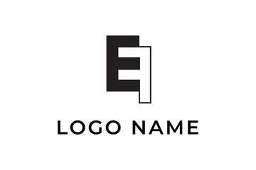 e and f letter logo with negative space concept vector design