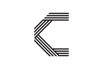 letter c striped logo style with fold concept