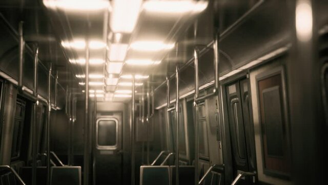 Inside of New York Subway empty car