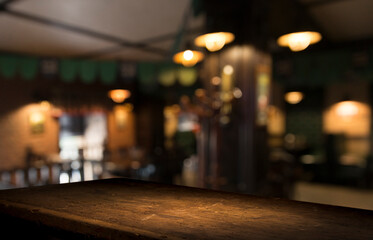 dark brown top of bar and free space for your glass