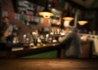 dark brown top of bar and free space for your glass