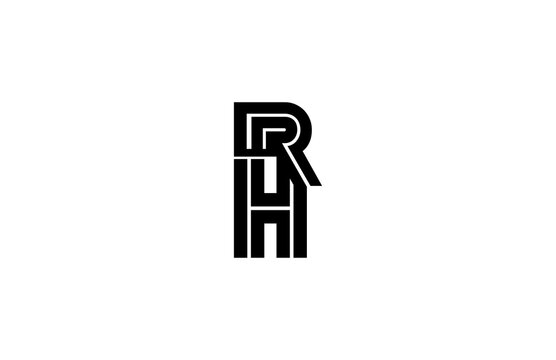 typography letter RH linked linear monogram design logo