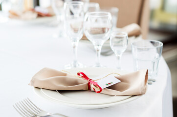 Empty glasses set in restaurant