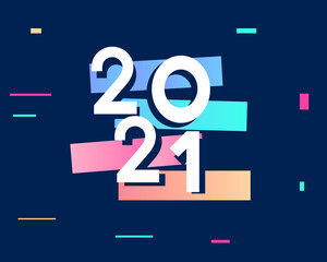 Vector design Happy new year 2021 text logo.