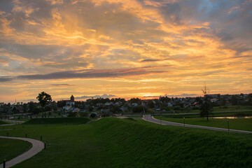 sunset over the city