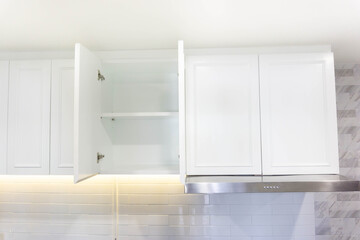 White storage cabinet in the modern kitchen.