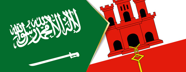 Saudi Arabia and Gibraltar flags, two vector flags.