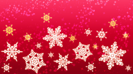 Naklejka na ściany i meble 雪の結晶の背景画像 クリスマスカラーの赤色