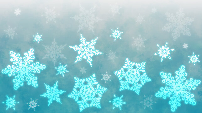 雪の結晶の背景画像 落ち着いた青色