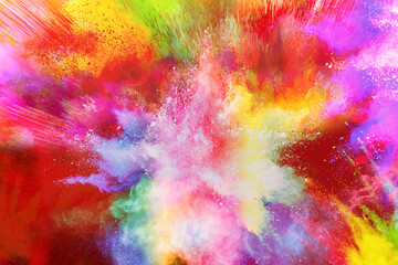 Fototapeta na wymiar Explosion of colored powder on white background.