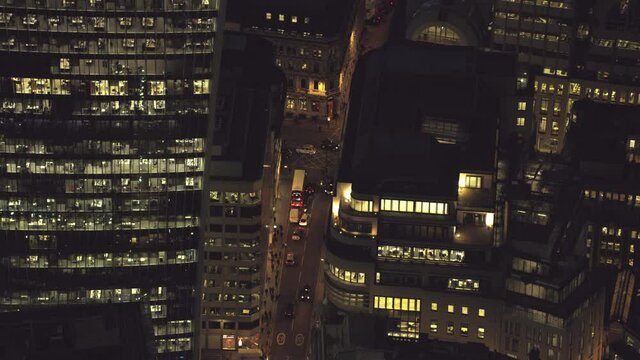 London City Illuminated Aerial View