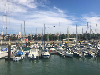 Tagus River near Monument to the Discoveries in Lisbon, Portugal