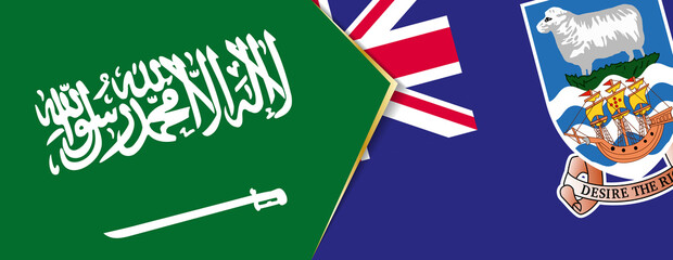 Saudi Arabia and Falkland Islands flags, two vector flags.