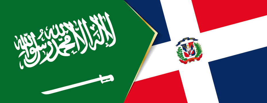 Saudi Arabia and Dominican Republic flags, two vector flags.
