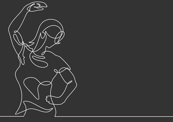 Woman doing yoga exercise continuous one line vector illustration 