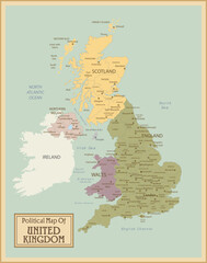 United Kingdom -highly detailed map.All elements are separated in editable layers clearly labeled. Vector