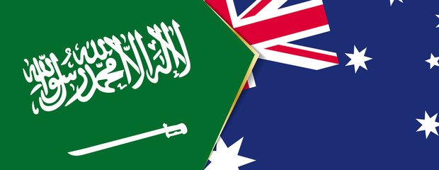 Saudi Arabia and Australia flags, two vector flags.