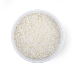 rice in bowl, isolated on white