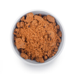 Cane sugar isolated on white background.