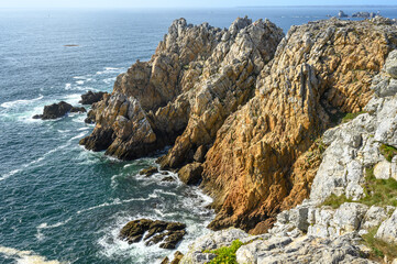 Wild Coast in brittany with Orange rock