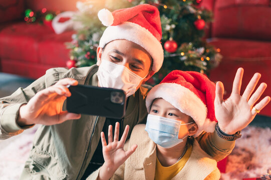 family celebration Christmas during coronavirus pandemic