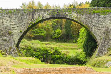 日本　熊本県上益城郡山都町、五老ヶ滝川の谷に架けられた水路橋の通潤橋
